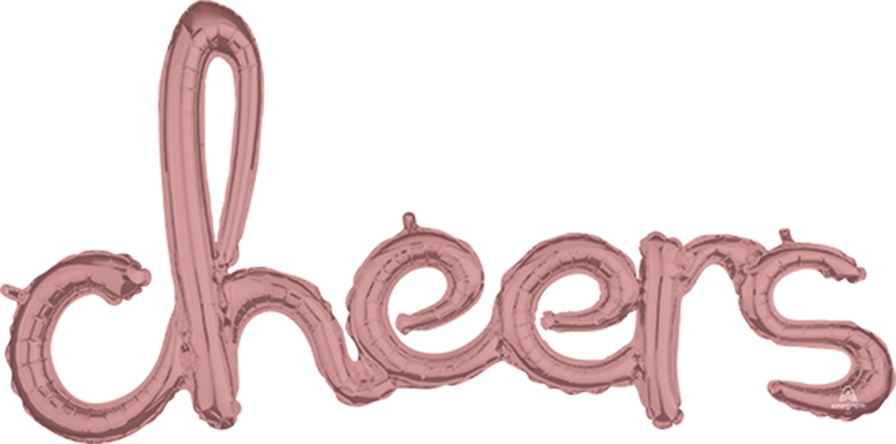 Script Phrase Cheers Rose Gold