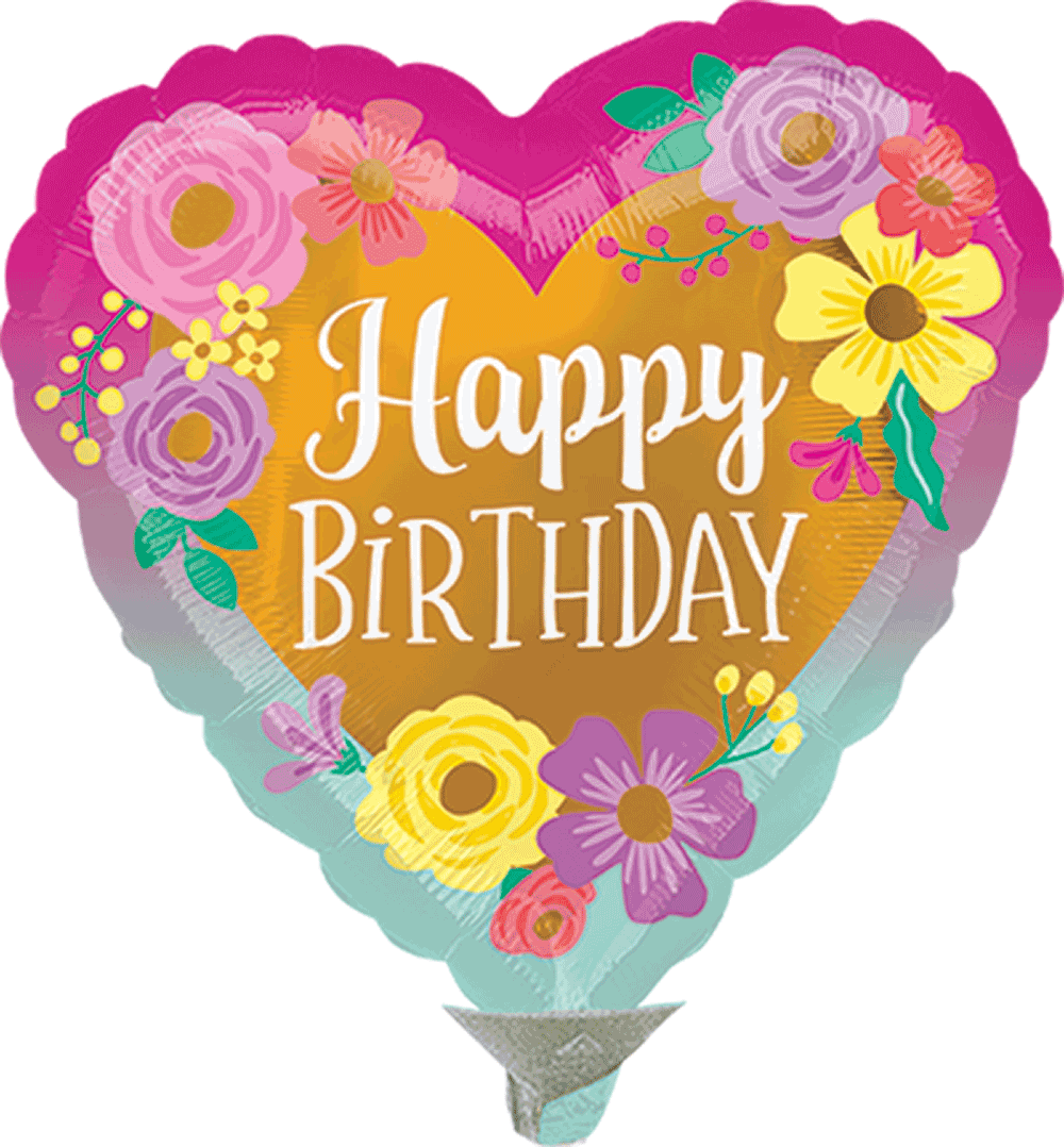 Happy Birthday Painted Flowers