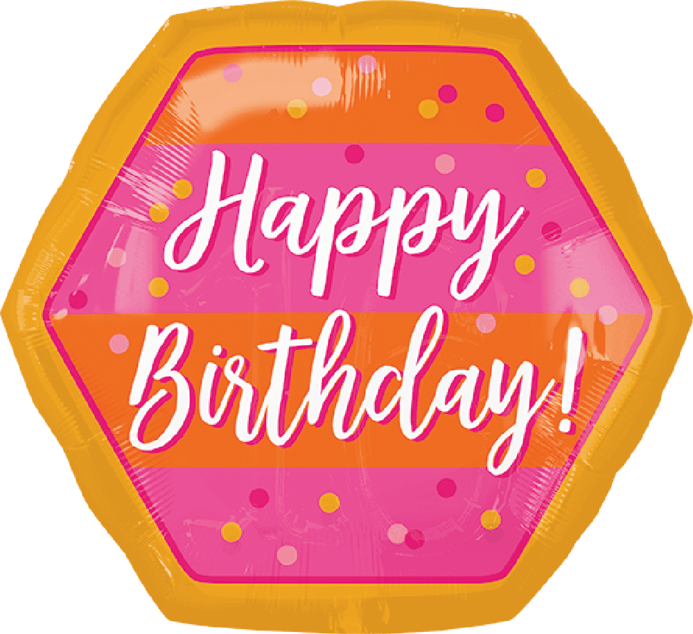 Orange & Pink Stripe Birthday