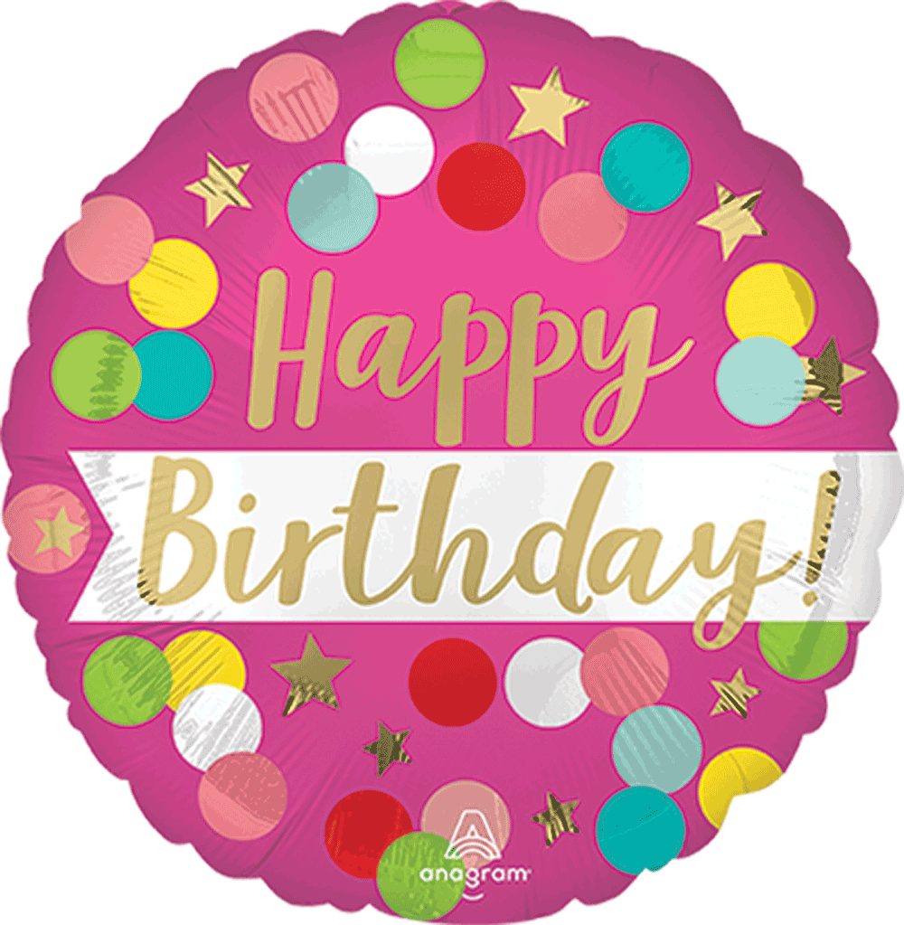 Happy Birthday Pink Confetti
