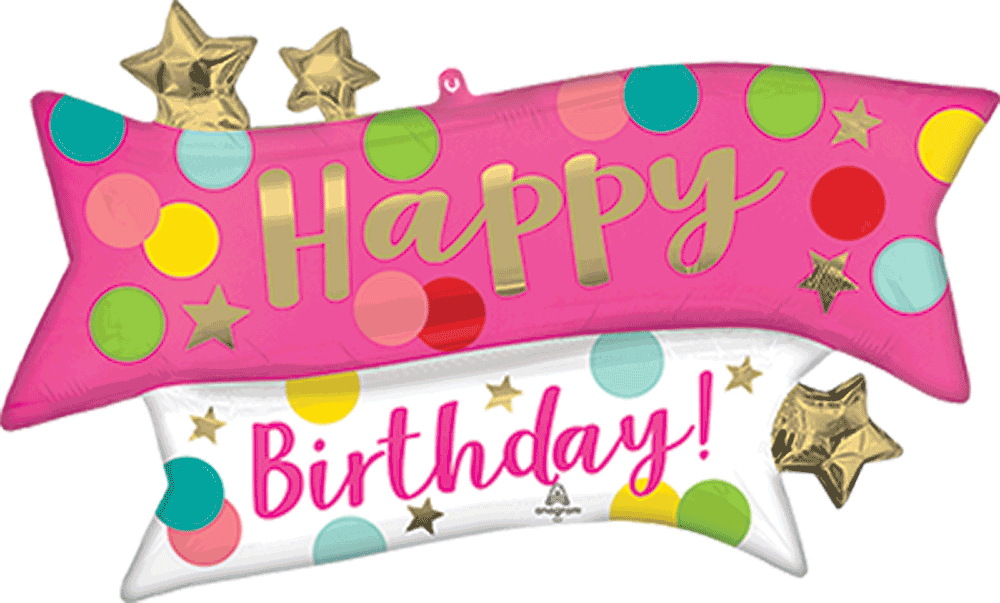 Happy Birthday Pink Confetti